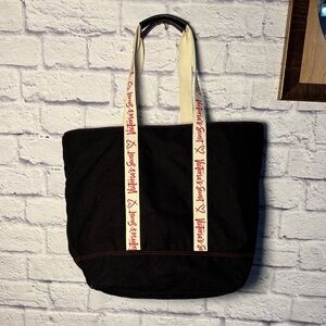 Victoria's Secret Black Tote with Red and White Straps